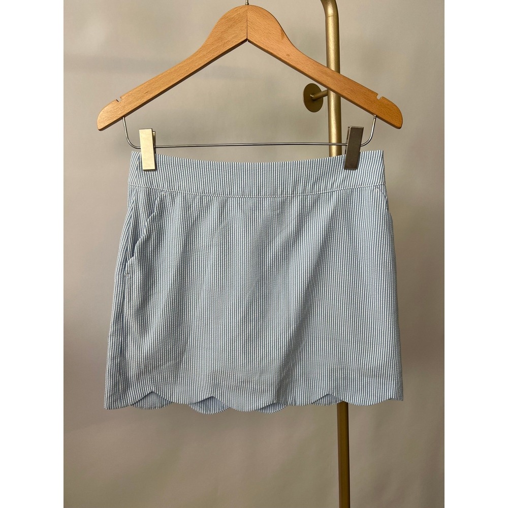 Vineyard Vines Blue White Seersucker Scalloped Hem Golf Skort Womens US 4